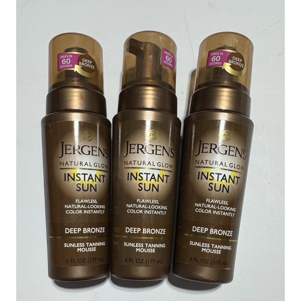 Jergens Instant Sun Sunless‎ Tanning Mousse Deep Bronze  6 Oz Lot Of 3 NEW